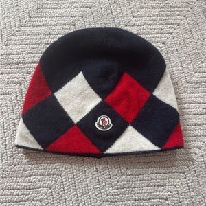 Moncler Red and Black Argyle Beanie